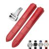 16mm 18mm 20mm Genuine Leather Watch Strap Black Blue Brown Deployment Buckle Watch Bands for Cartier Tank Solo Blue Ballon (Color : Red, Size : 16mm) view 1