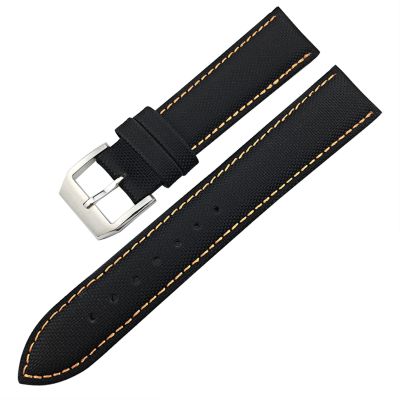 20mm 21mm 22mm Black Nylon Fabric Leather Wrist Watch Band Belt for IWC Mark LE Petit Prince Pilot Spitfire Watch Accessories (Color : Black Orange line, Size : 22mm)