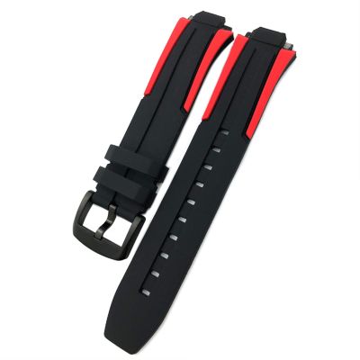 18mm Rubber Silicone Waterproof Watch Band Strap for T111417 Wrist Bracelet Quartz Watch Men Women's Sports Accessories (Color : Black red Black, Size : 18mm)