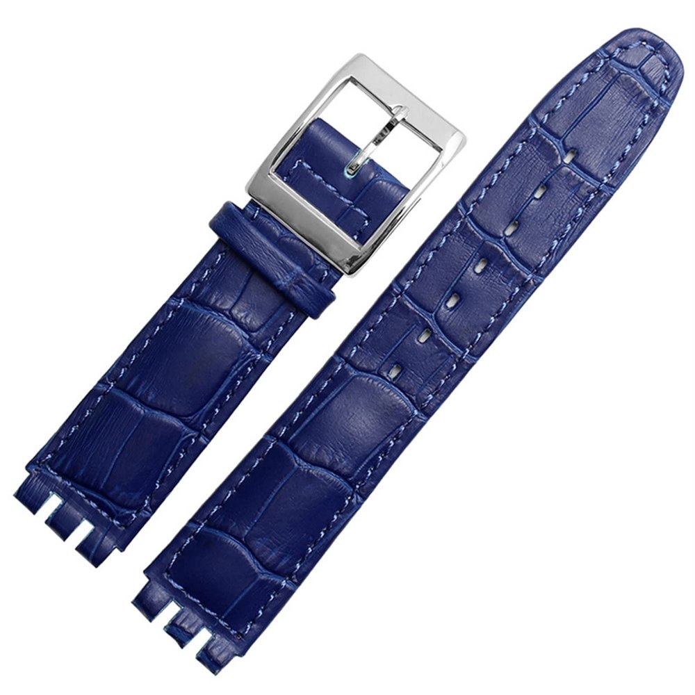 17mm 19mm Genuine Calf Leather Wrist Strap For Swatch Watch Band Men Women Alligator Pattern Bracelet Watchband Accessories