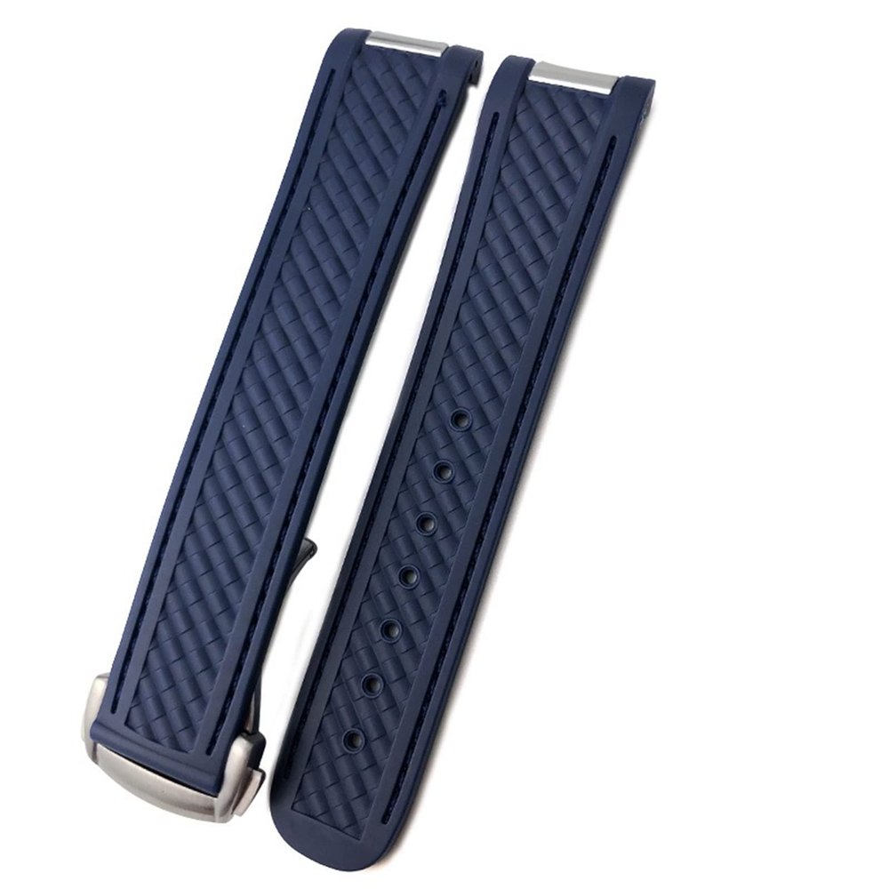 20mm Rubber Silicone Watch Band for Omega Strap Seamaster 300 AT150 Aqua Terra Ultra Light 8900 Steel Buckle Watchband Bracelets (Color : Blue, Size : 20mm Rose Gold)