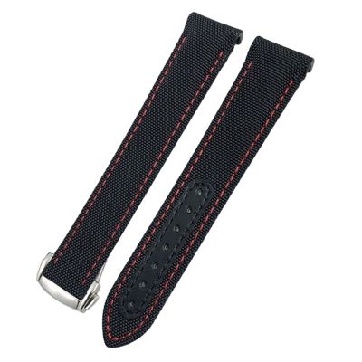 20mm Watchbands Canvas Leather Bottom Watchband for Omega Seamaster 300 Speedmaster AT150 Planet Ocean Nylon Watch Strap for man woman