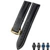 21mm 20mm 22mm Cow Leather Watch Strap for Omega Seamaster 300 Speedmaster Watch Bands (Color : Black White Gold, Size : 21mm) view 1