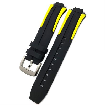 18mm Rubber Silicone Waterproof Watch Band Strap for T111417 Wrist Bracelet Quartz Watch Men Women's Sports Accessories (Color : Black Yellow Silver, Size : 18mm)