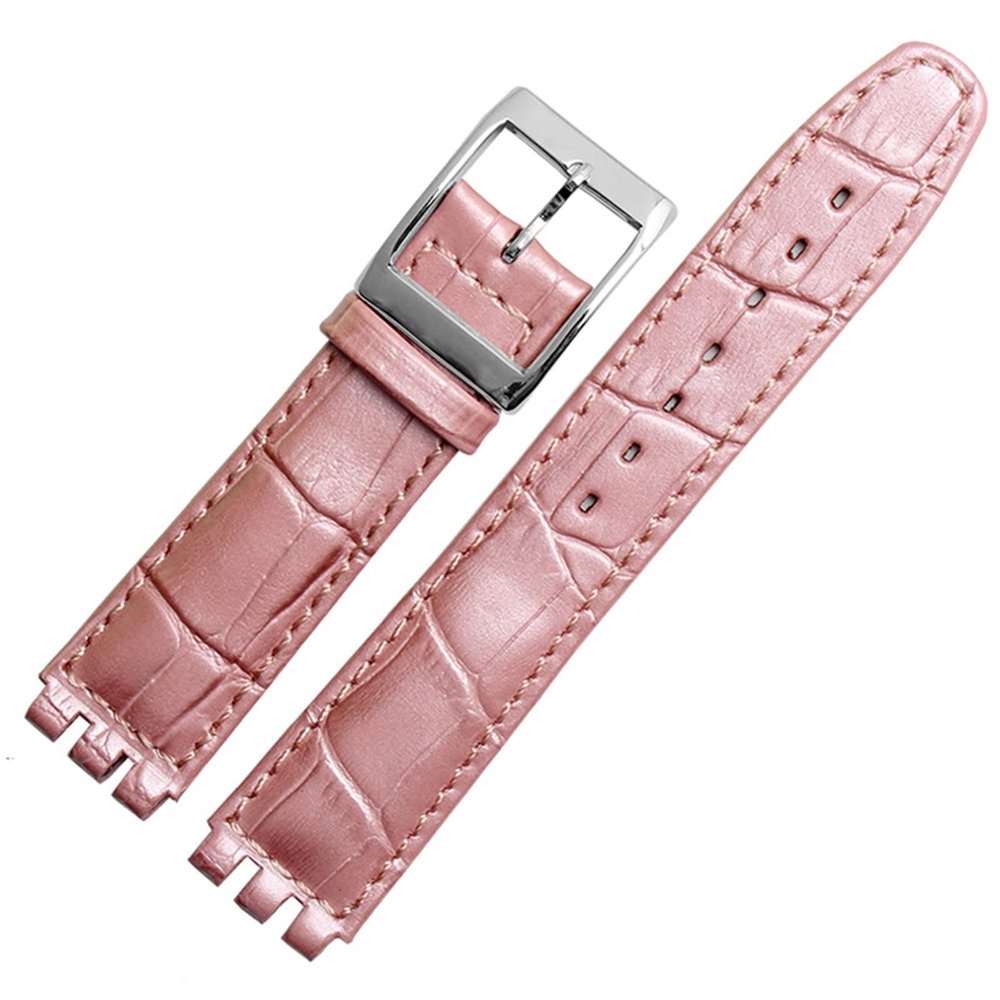 17mm 19mm Genuine Calf Leather Wrist Strap For Swatch Watch Band Men Women Alligator Pattern Bracelet Watchband Accessories