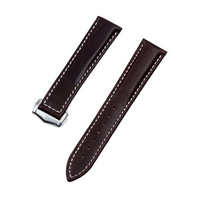 20mm Genuine Cow Leather Watch Band for Omega Strap Seamaster 300 DE Ville AT150 Aqua Terra 150 Watchband Deployment Buckle (Color : Brown with Buckle, Size : 20mm OM Mark)