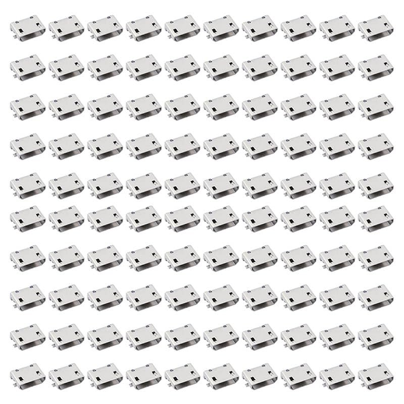 100Pcs Female SMD No Edge Micro USB Connector