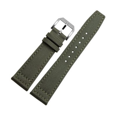 20mm Watch Straps for IWC Pilot Portuguese Portofino Nylon Canvas Watch Bands Green Blue Gray Black Watchbands Straps Bracelets (Color : Dark Green No Buckle, Size : 21mm)