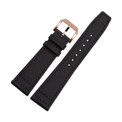 20mm Watch Straps for IWC Pilot Portuguese Portofino Nylon Canvas Watch Bands Green Blue Gray Black Watchbands Straps Bracelets (Color : Black-Rose Gold, Size : 21mm)