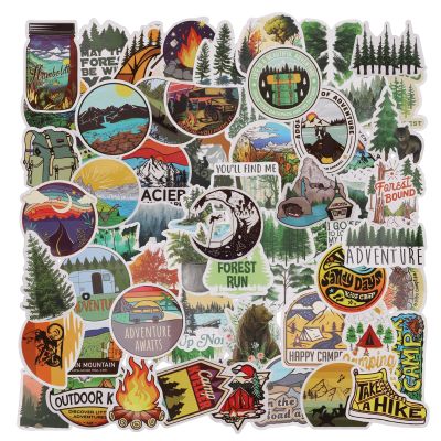 200PCS Forest Camping Stickers, Outdoor Hiking Adventure Decals for Boys Girls Adult, Vinyl Waterproof Stickers for Water Bottle Laptop Luggage Helmet Skateboard Guitar Scrapbook