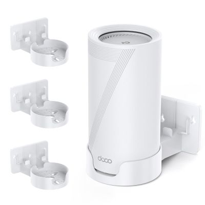 W&J 1983 Wall Mount for TP-Link Deco BE75/BE85/BE95/BE10000/BE17000/BE22000/BE33000 Mesh WiFi 7, Upgraded ABS Bracket Holder with Cable & Power Adapter Storage, Easy Installation (White-3)