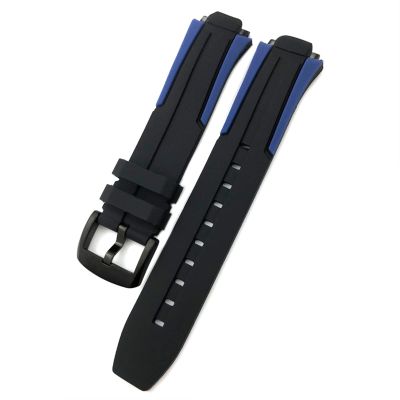 18mm Rubber Silicone Waterproof Watch Band Strap for T111417 Wrist Bracelet Quartz Watch Men Women's Sports Accessories (Color : Black Blue Black, Size : 18mm)