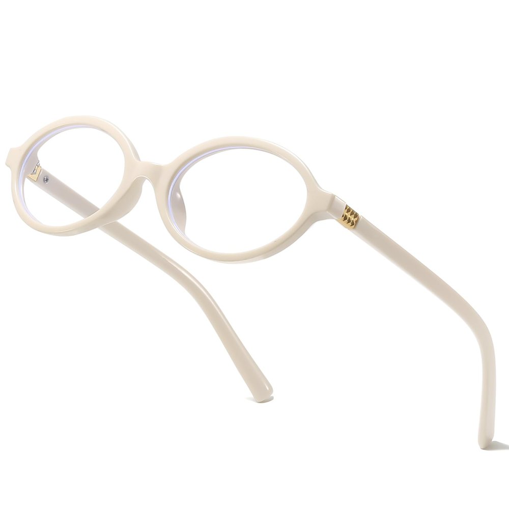 aisswzber Oval Blue Light Blocking Glasses Retro Round Frame Computer Eyewear for Women Men