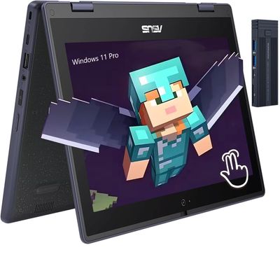 ASUS 11.6" HD 2 in 1 Touchscreen Laptop, Intel Celeron N100 Processor, 4GB RAM 512GB SSD, 256gb 9H Docking Station, Webcam, Wi-Fi 6, Bluetooth 5.1, HDMI, Windows 11 Pro, Mineral Gray
