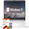 HP 14" Business Laptop Computer, Windows 11 Home 16GB RAM 320GB Storage (64GB eMMC+256GB SD Card), Intel Celeron N4120 Processor, 1-Year Microsoft Office 365, SageNova Earphones, Snowflake White view 1