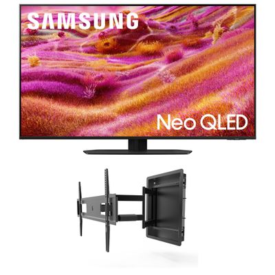 Samsung QN50QN90FAFXZA 50 Inch Neo QLED 4K QN90F Vision AI Smart TV with a Kanto R500 Recessed Ultra-Low Profile Full-Motion Mount (2025)