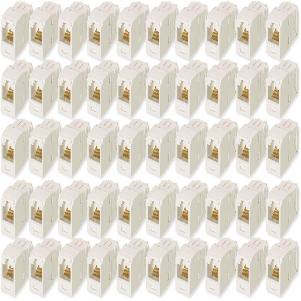 CJ688TGIW Pack of 50 Category 6 TX6 Plus Mini-Com UTP Jack Modules, TG Style, Toolless, RJ45 Ethernet High Performance Network Module, T568A/T568B Wiring