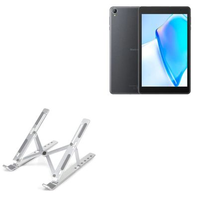 BoxWave Stand and Mount Compatible with Blackview Tab 5 - Compact QuickSwitch Stand, Portable Multi Angle Viewing Foldable Riser - Metallic Silver
