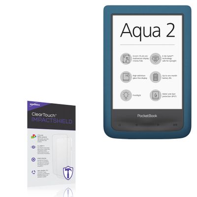BoxWave Screen Protector Compatible With PocketBook Aqua 2 - ClearTouch ImpactShield (2-Pack), Impenetrable Screen Protector Flexible Film