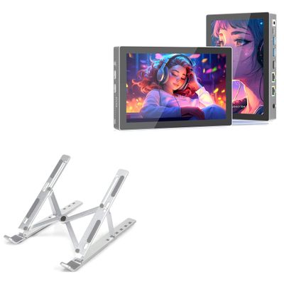 BoxWave Stand and Mount Compatible with HIGOLE F9B Mini PC (7 in) - Compact QuickSwitch Stand, Portable Multi Angle Viewing Foldable Riser - Metallic Silver