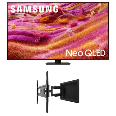 Samsung QN55QN90FAFXZA 55 Inch Neo QLED 4K QN90F Vision AI Smart TV with a Kanto R300 Recessed Low Profile Full Motion Wall Mount (2025)