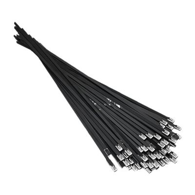 LUZHUTIZI Garden Clearance Deals, 100Pcs 304#Stainless Steel Metal Black Cable Ties Self-Locking High Temperature Resistance Oxidation Resistance 4.6mm Ties(4.6x400mm)