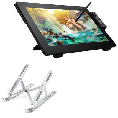BoxWave Stand and Mount Compatible with Xencelabs Pen Display 24 - Compact QuickSwitch Stand, Portable Multi Angle Viewing Foldable Riser - Metallic Silver