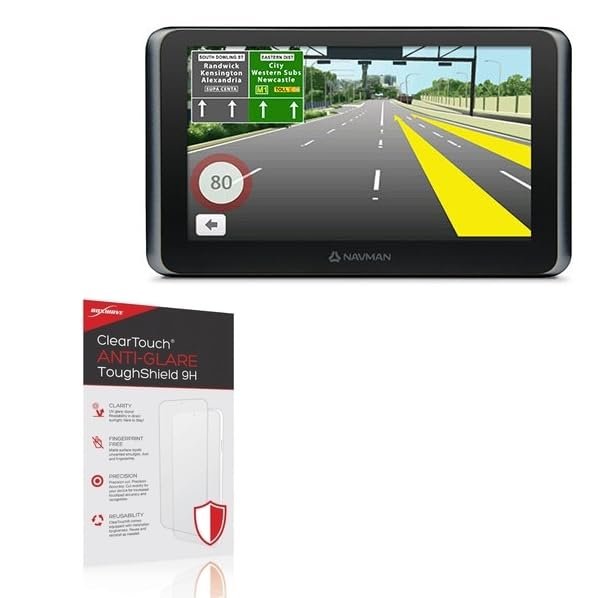 BoxWave Screen Protector Compatible With Navman - MY670LMT - ClearTouch Anti-Glare ToughShield 9H (2-Pack), Anti-Glare 9H Tough Flexible Film Screen Protector