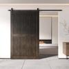 Homacer 48 in. x 80 in. Vertical Stripe Design Ebony Finished & Unassembled Pine Wood Barn Door (Interior Use Only) view 2