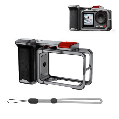SZZCNOX Metal Cage for DJI OSMO Action 4/3/5 PRO, Protective Frame Housing Case for DJI Osmo Action 4/3/5 Pro Camera Accessories, Rabbit Cage with Cold Shoe for Video Light Microphone