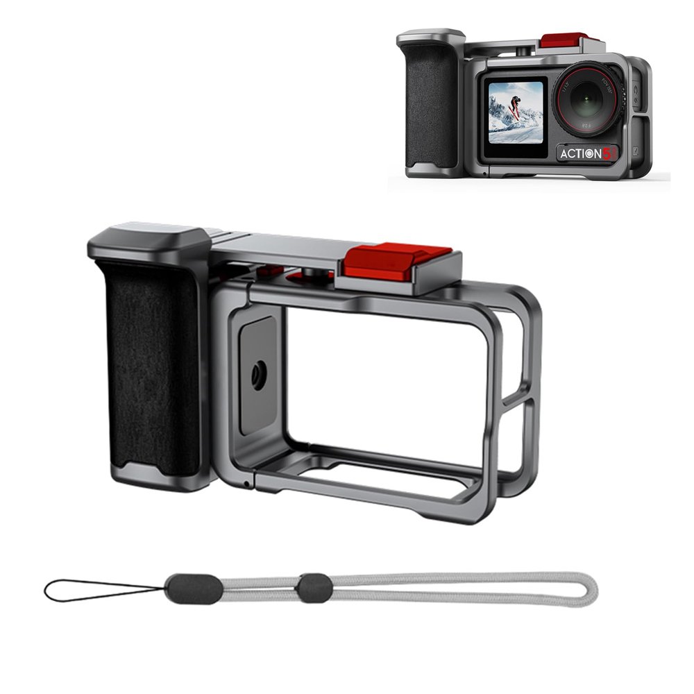 SZZCNOX Metal Cage for DJI OSMO Action 4/3/5 PRO, Protective Frame Housing Case for DJI Osmo Action 4/3/5 Pro Camera Accessories, Rabbit Cage with Cold Shoe for Video Light Microphone