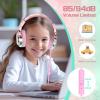 QearFun Gradient Pink+Gradient Black Kids Headphones Wired with 85/94dB Volume Limit, Foldable On-Ear Headset with Microphone & Audio Sharing Port for School, Travel, Tablet, iPad - for Boys & Girls view 3