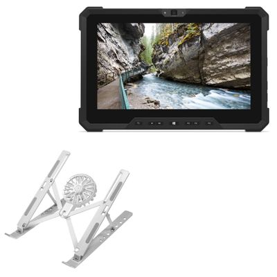 BoxWave Stand and Mount Compatible with Dell Latitude 7212 Rugged Extreme Tablet - QuickSwitch Stand with Cooling Fan, Portable, Multi Angle Viewing Ventilator - Metallic Silver