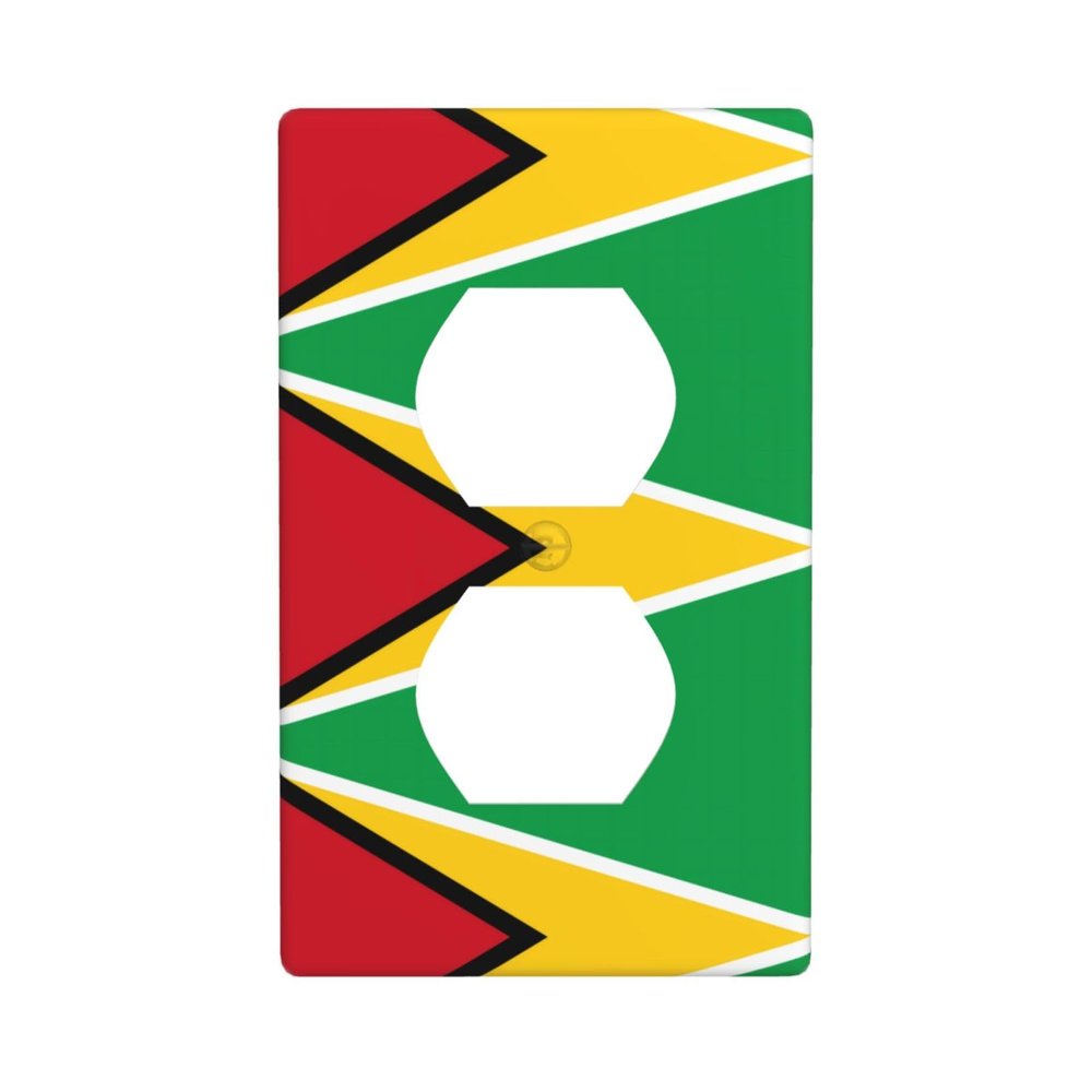 Flag of Guyana Double Sided Wall Plate Kit, Electrical Outlet Cover, Standard Size: 4.50 x 2.76 Inch