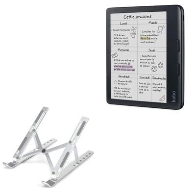 BoxWave Stand and Mount Compatible with Kobo Libra Colour - Compact QuickSwitch Stand, Portable Multi Angle Viewing Foldable Riser - Metallic Silver