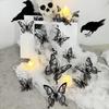 12 Pcs 3D Halloween Wall Sticker Evil Butterfly Skull Wall Decals Peel and Stick Black White Wall Cling Decoration for School Home Office Bathroom Halloween Party Supplies Decor view 2