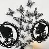 12 Pcs 3D Halloween Wall Sticker Evil Butterfly Skull Wall Decals Peel and Stick Black White Wall Cling Decoration for School Home Office Bathroom Halloween Party Supplies Decor view 4