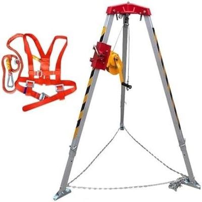 Confined Space Tripod Tripod System with Safe Belt, 1200LBS Winch Confined Space Falling Protector Bracket for Sewers, Cellars Rescue Tripod