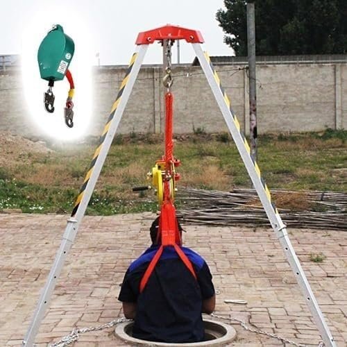 Confined Space Tripod Emergency Tripod for Narrow Space 1200/1800/2600lbs Lifting Appliance Rescue Tripod(with 1200lbs Winch+Fall Arrester)