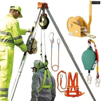 Confined Space Tripod Confined Space Tripod Kit Tripod for Sewer Well Tunnel Entry Tripod Rescue Tripod(1200LBS Winch+Fall Protection)