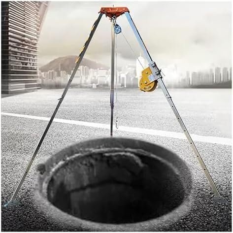 WXPWAMZ Rescue Tripod Tripod Kit for Confined Spaces, Aluminum Emergency Tripod for Flue/Tunnels/Sewers Confined Space Tripod(Cable Length: 30m/98.4ft)