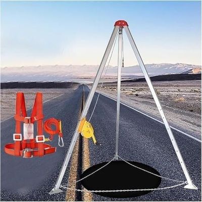 Confined Space Tripod Confined Space Tripod for Deep Well/Sewer Cleaning/Pipe Repair, Aluminum Stabilizer with Safe Belt Rescue Tripod(1200lbs(65ft Winch))
