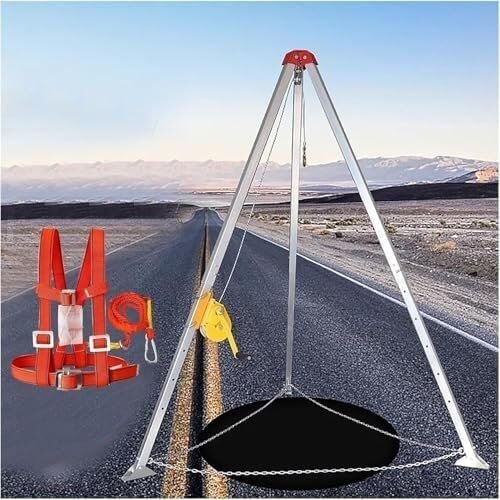 Confined Space Tripod Confined Space Tripod for Deep Well/Sewer Cleaning/Pipe Repair, Aluminum Stabilizer with Safe Belt Rescue Tripod(1200lbs(65ft Winch))