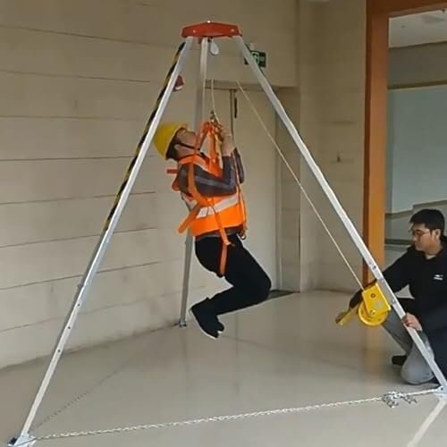 Confined Space Tripod Emergency Tripod Confined Space Tripod for Deep Well/Cable Trench, Portable Tripod Hoist System Rescue Tripod(1800LBS Tripod)