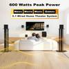 Bobtot Home Theater Systems with 5.25 inch Subwoofer, 5.1 Wired Satellite Surround Sound Speakers, 600 Watts Peak Power Deep Bass Audio Stereo System with FM Radio Bluetooth AUX DVD USB SD Input view 2