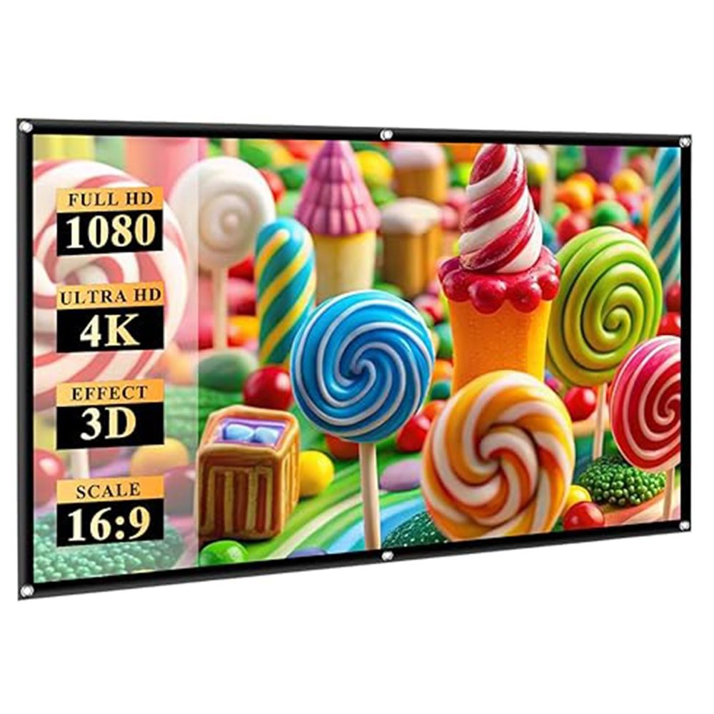 60-250 Inch 16:9 HD 4K Outdoor Movie Projector Screen, Wrinkle-Free Foldable Home Theater Cinema Screen for School Presentations, Camping, Party, Travel(110inch/243x140cm)