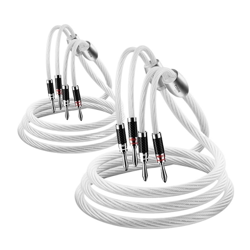 1 Pair HiFi Silver-Plated Speaker Cable High-end 7N OCC Speaker Wire for Systems Y Plug Plug Speaker Cable(Y to Y Plug,1.5m)