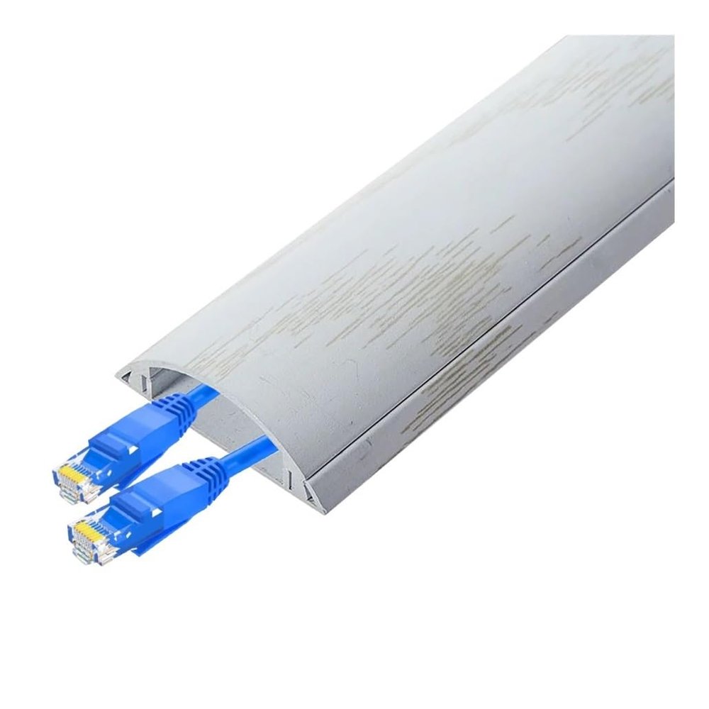 39.4 in Aluminum Alloy Cable Concealer, D Channel Cord Wire Hiders for Tv On Wall/Floor Under Desk Ethernet Cables Electrical Cords(White,Outer Width 27.8mm)