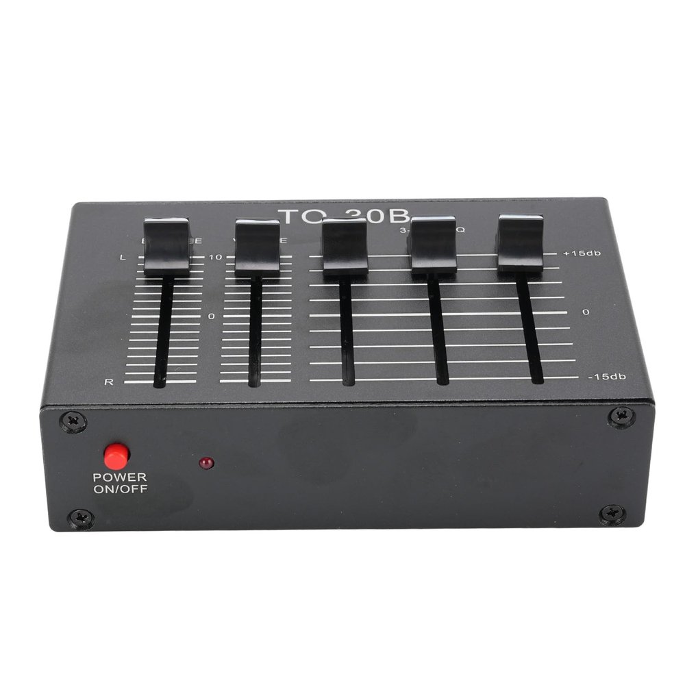 Yunir Phono Preamp, 3 Band Equalizer with Left Right Channel Balance Adjustment, Volume Control and High Mid Low Adjustment for Record Player Turntable