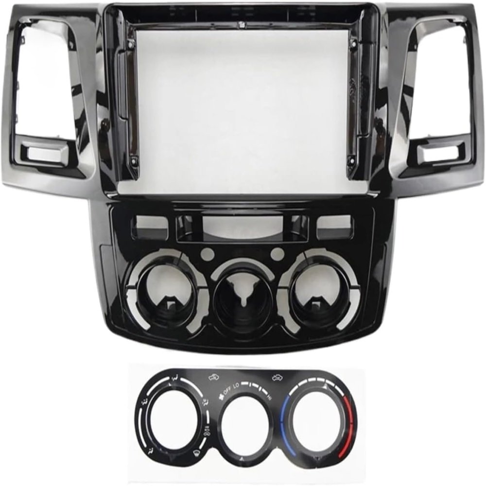 9 Inch Car Fascia Radio Panel Compatible for Toyota Hilux, Vigo, Fortuner 2005-2010 (Manual A/C) Dash Kit Facia Console Plate Adapter Trim